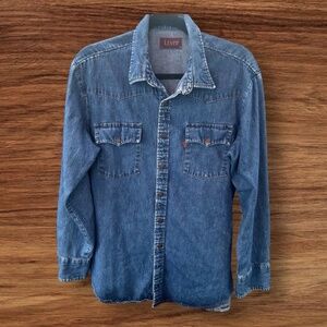 Vintage 80s Levis Copper Snap Denim Shirt Large Orange Tab 70s.   C1-009